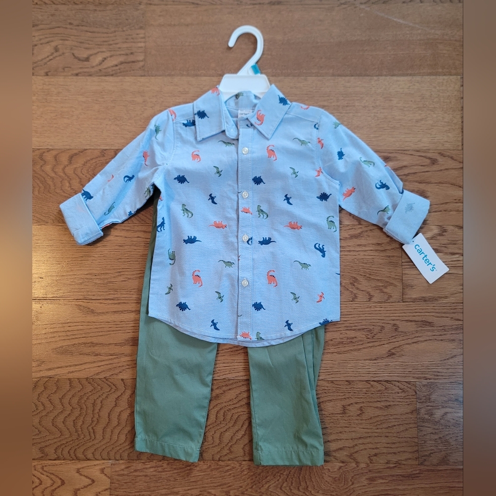Carter's Two Piece Outfit Dinosaur Print Size 24 Months NWT - Picture 1 of 9